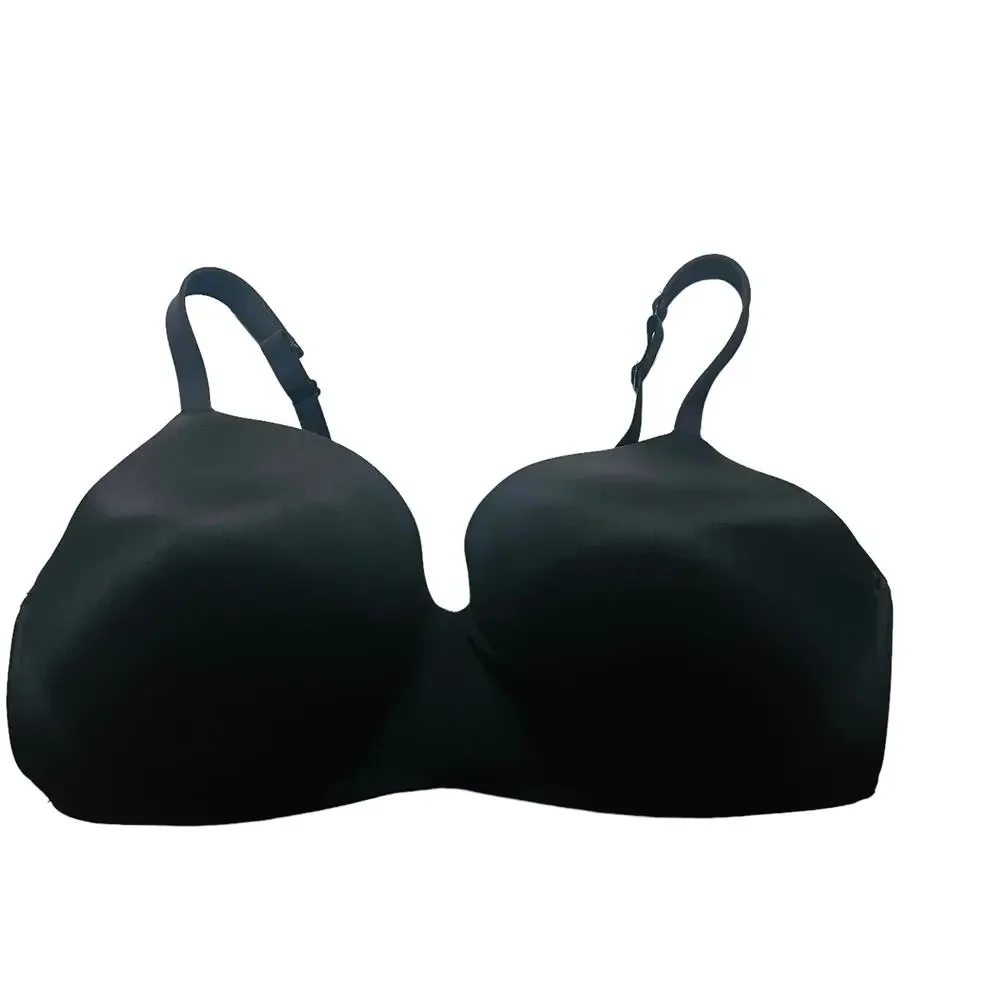 Cacique Lightly Lined T Shirt No Wire Bra Size 44DDD Black